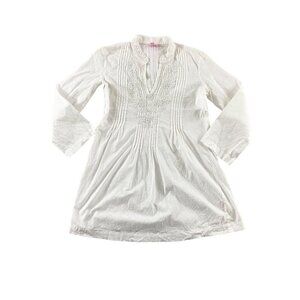 Lilly Pulitzer Women's White Beaded Long Sleeve Paisley Tunic - XS